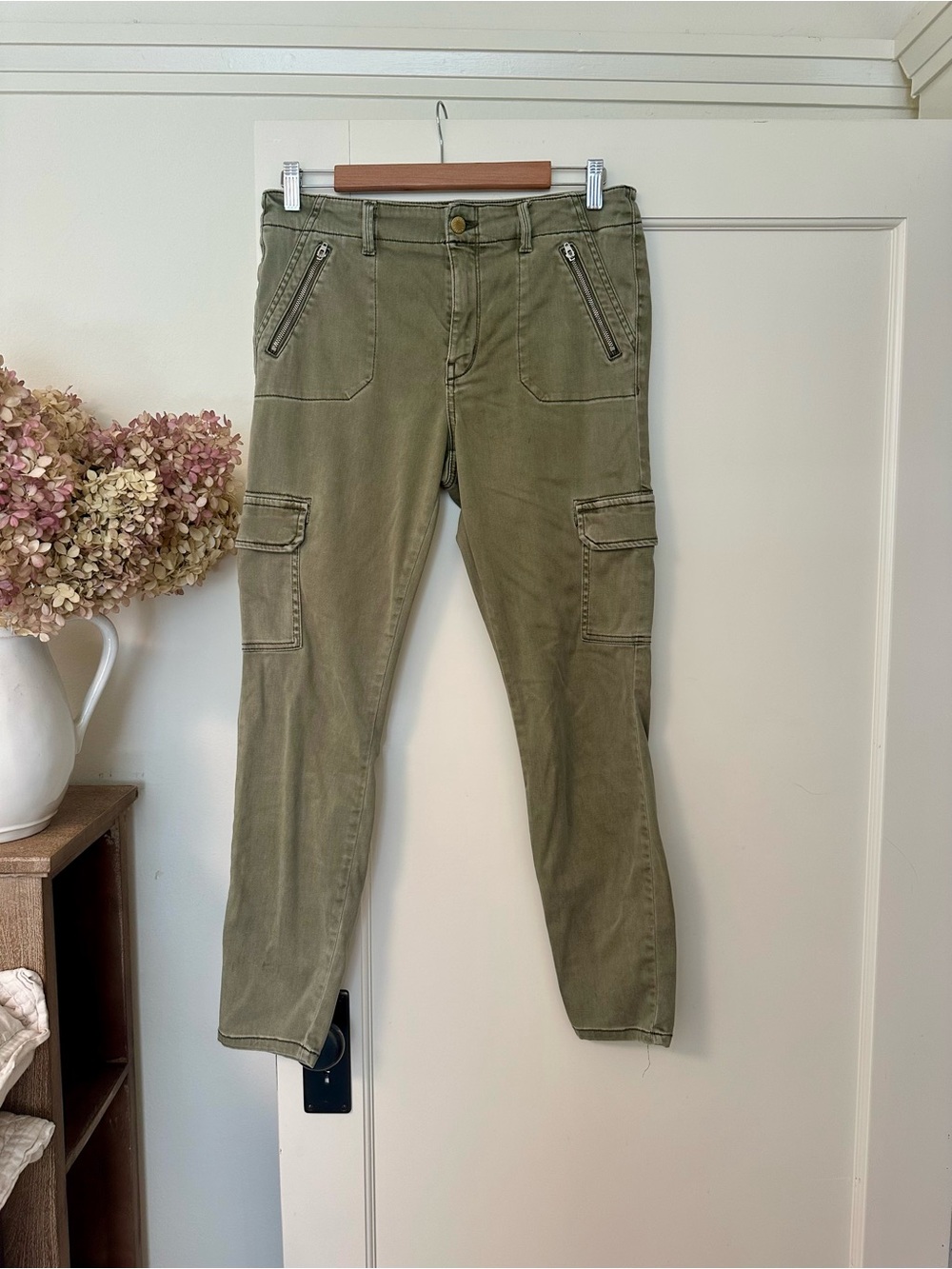 Level 99 Olive Green Women’s Cargo Pants with Zip Pocket Details